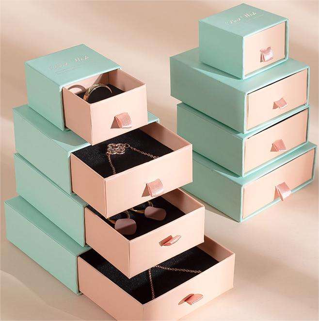 Customizable Recyclable Jewelry Drawer Gift Box Glossy Laminated Coated Paper Custom Size