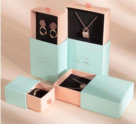 Customizable Recyclable Jewelry Drawer Gift Box Glossy Laminated Coated Paper Custom Size