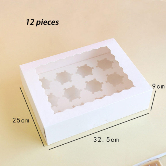 Kraft Paper Cupcake Food Packaging Box with Window for Christmas