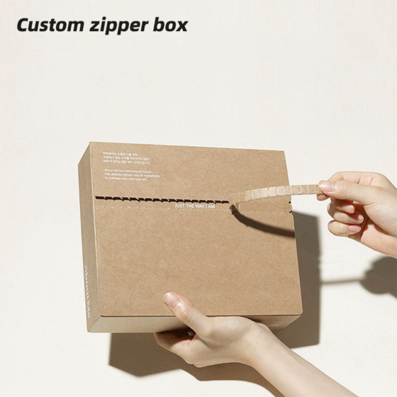 Custom Corrugated Zipper Box Recycled Eco Friendly Mailing Box With Tear Strip