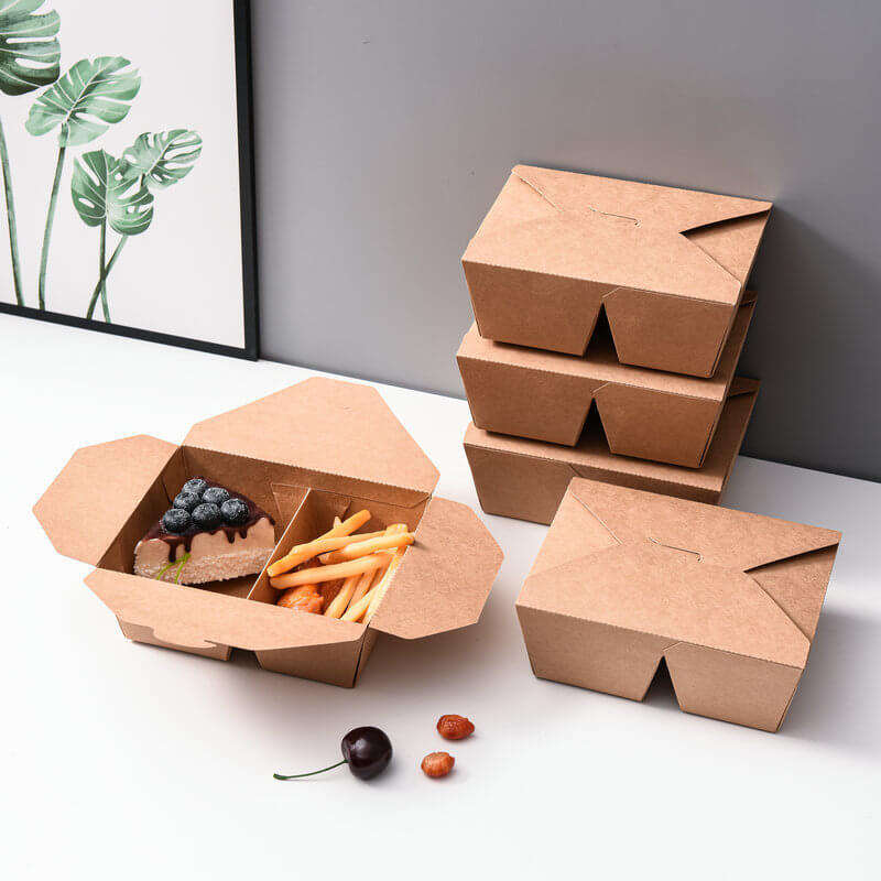Kraft Disposable Food Box Cardboard Lunch Take Out Box for Restaurant Takeaway Packaging