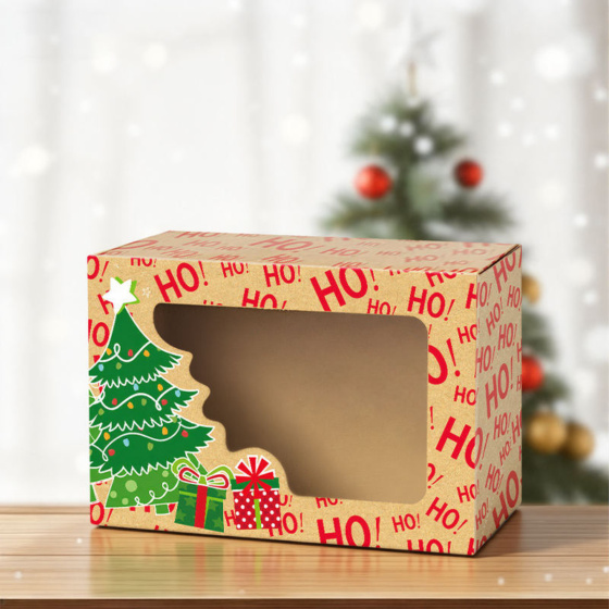 Kraft Paper Gift Food Box With Window Custom Printed Christmas Bakery Boxes For Cookies And Candy