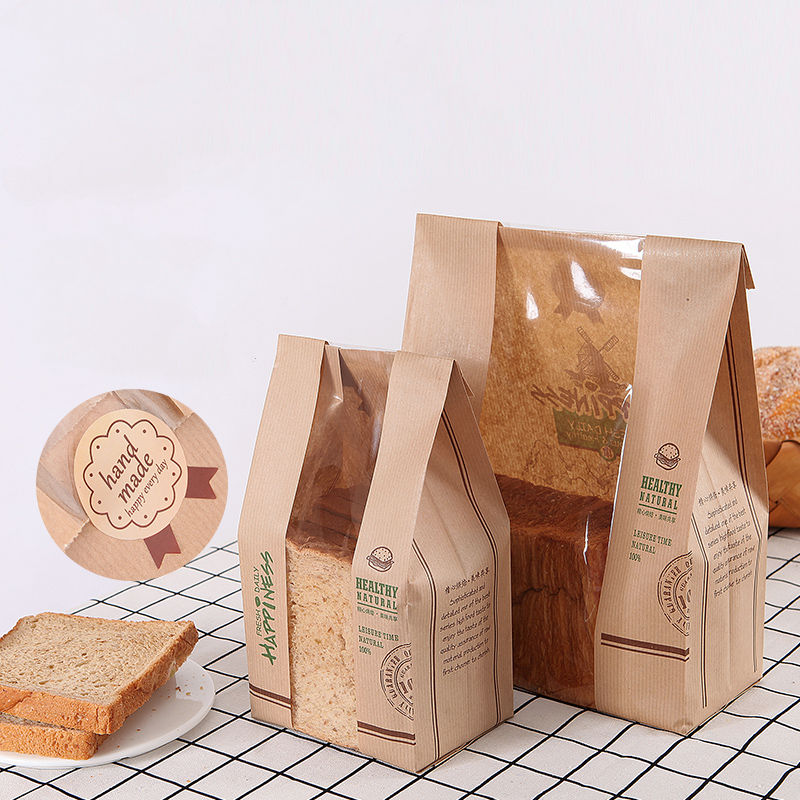 Customized Kraft Paper Bags Plastic Lined Sealable Bakery Food Packaging Food Grade