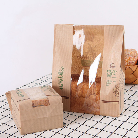 Customized Kraft Paper Bags Plastic Lined Sealable Bakery Food Packaging Food Grade
