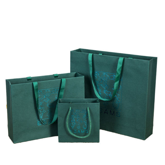 Custom Shopping Paper Bags With Personal Logo Green Gift Paper Bags For Business