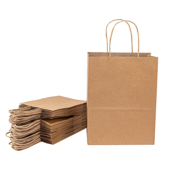 Kraft Paper Shopping Bag Small Personalized Craft Gift Bag Flat Twisted Handle Custom Logo Kraft Paper Shopping Bag Small Personalized Craft Gift Bag Flat Twisted Handle Custom Logo