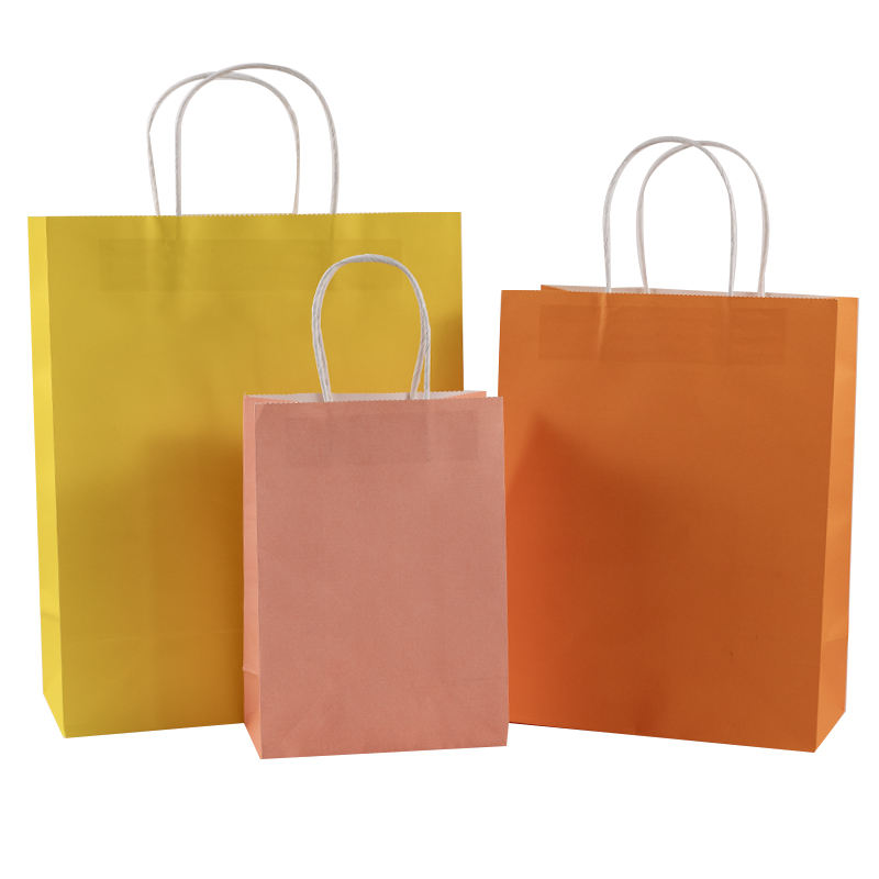 Wholesale Colored Kraft Paper Shopping Bags with Twisted Handle