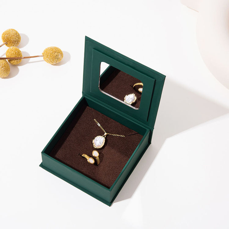 Luxury Paper Gift Box for Jewelry Wholesale-Custom Premium Flip Lid Storage Box with Mirror