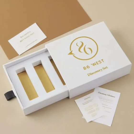 Custom Gift Card Box Gold Foiled Drawer Box Coated Paper Packaging For Cosmetics