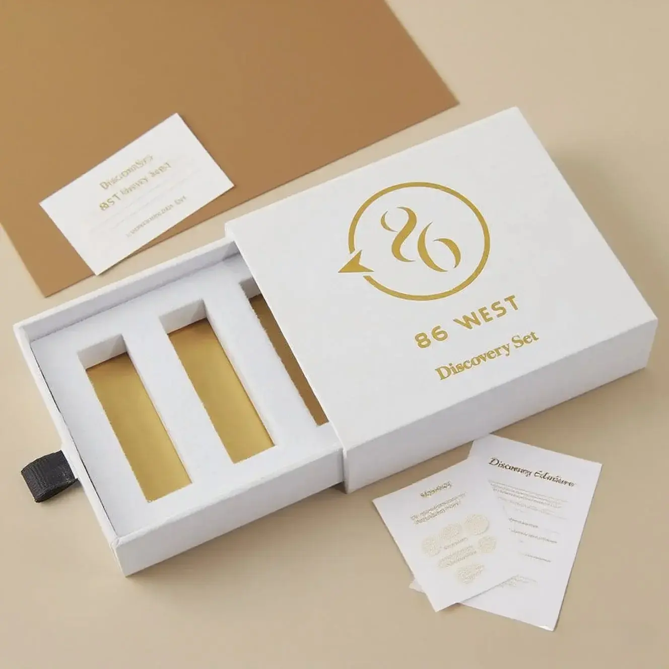 Custom Gift Card Box Gold Foiled Drawer Box Coated Paper Packaging For Cosmetics