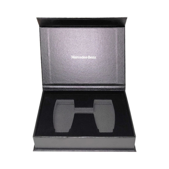 Custom rigid box packaging matte black magnetic folding car key gift box with foam insert